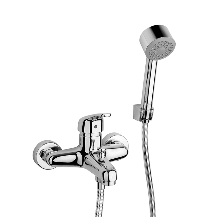 Single lever bath-shower mixer with fixed shower kit
