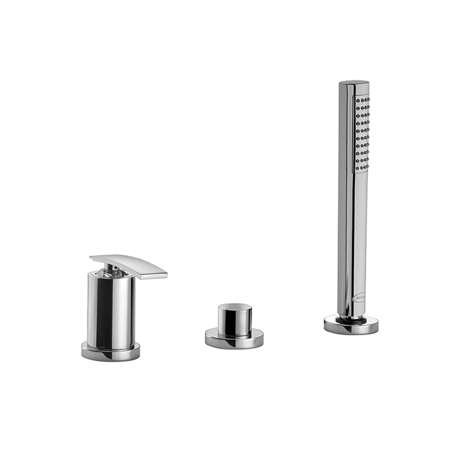 Bath mixer for deck mounting, diverter and hand shower
