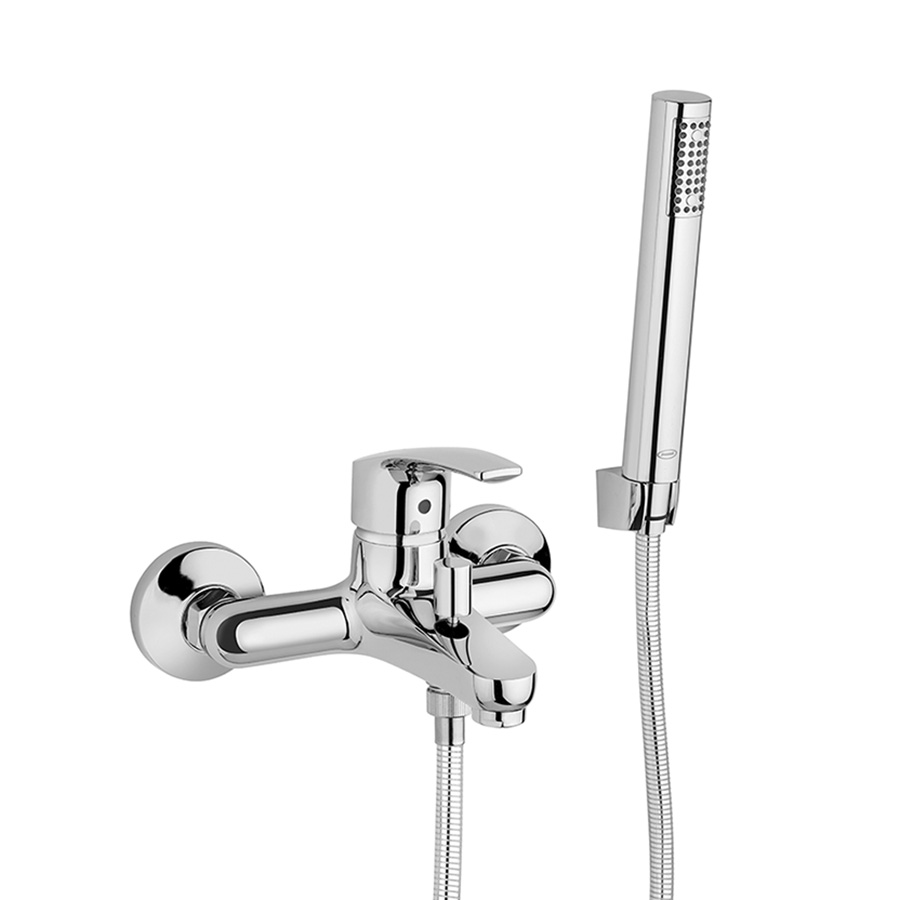 Single lever bath-shower mixer with fixed shower kit
